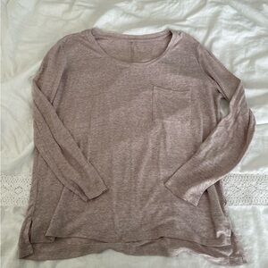 Old Navy MEDIUM linen blend boyfriend long sleeve Taupe Pink Tan